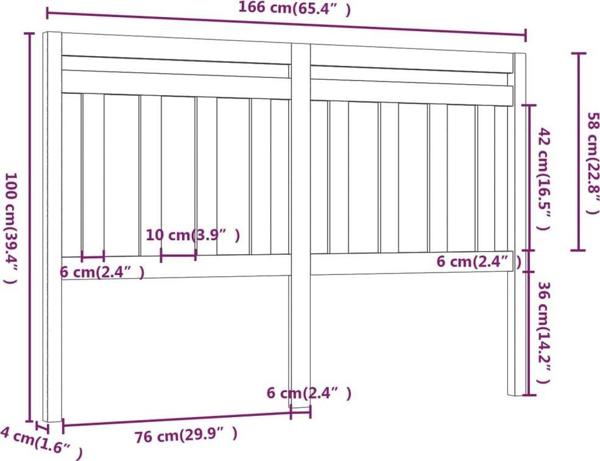 Κεφαλάρι κρεβατιού vidaXL μέλι καφέ 166x4x100 cm, ελαφρύ ξύλο πεύκου