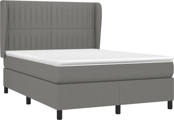 vidaXL Κρεβάτι Continental με στρώμα, σκούρο γκρι ύφασμα, 140x190 εκ