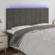 Zaglowek do lozka z LED, ciemnoszary, 200x5x118/128 cm, aksamit