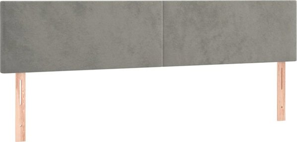 vidaXL Zaglowek do lozka z LED, jasnoszary, 200x5x78/88 cm, aksamit