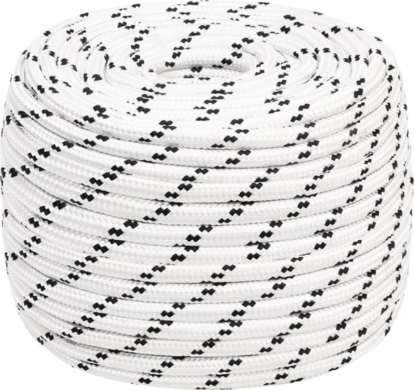 vidaXL Πλεγμένο Ναυτικό Σχοινί λευκό 14 mm x 250 m πολυεστέρας
