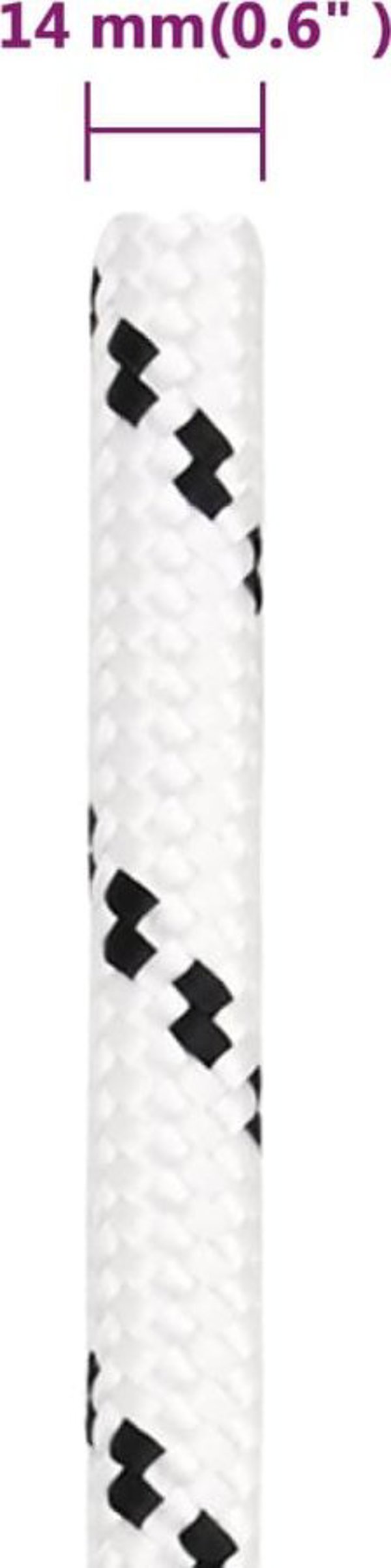 vidaXL Πλεγμένο Ναυτικό Σχοινί λευκό 14 mm x 250 m πολυεστέρας