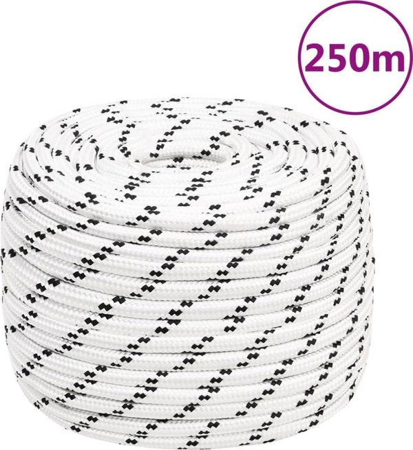 vidaXL Πλεγμένο Ναυτικό Σχοινί λευκό 14 mm x 250 m πολυεστέρας