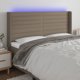 vidaXL Zaglowek do lozka z LED taupe 163x16x118/128 cm tkanina