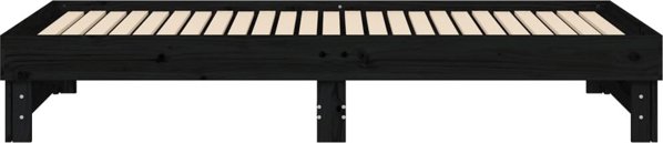 vidaXL Αναδιπλούμενο λουτζκο, μαύρο, 2x(80x200) εκ., φυσικό πεύκο