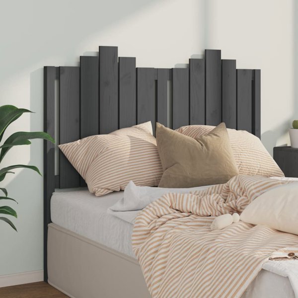 vidaXL Κεφαλάρι κρεβατιού, γκρι, 126x4x110 εκ, από οξιά ξύλο
