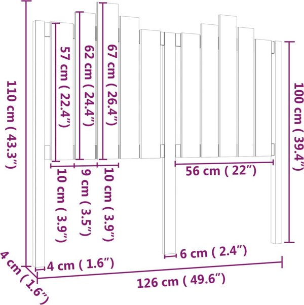 vidaXL Κεφαλάρι κρεβατιού, γκρι, 126x4x110 εκ, από οξιά ξύλο