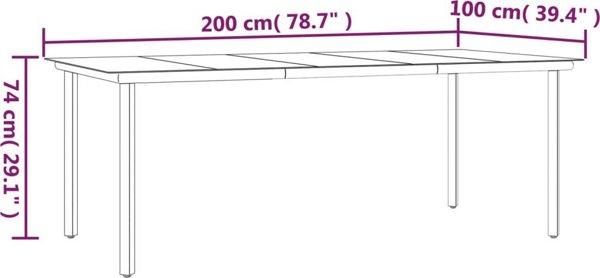 vidaXL Σετ κήπου 9 τεμαχίων, μαύρο, πολυρατάν