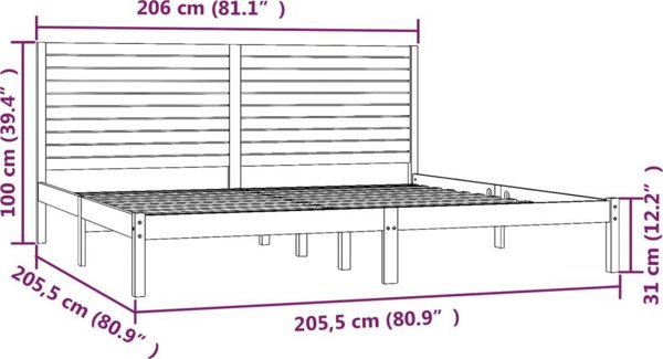 vidaXL Κορνίζα κρεβατιού, συμπαγές ξύλο, 200x200 cm