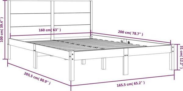 Πλαίσιο Κρεβατιού lite από Ξύλο Πεύκου 160 x 200 cm