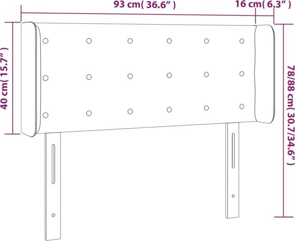 vidaXL Zaglowek do lozka z LED, niebieski, 93x16x78/88 cm, tkanina