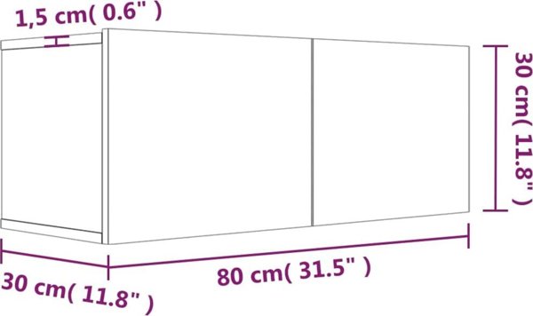 vidaXL Έπιπλο τηλεόρασης, γκρι βελανιδιά Sonoma, 80x30x30 cm
