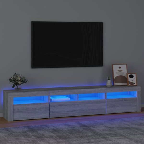 vidaXL Ντουλάπι TV με φωτισμό LED, γκρι δρυς Sonoma, 210x35x40 cm