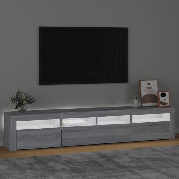 vidaXL Ντουλάπι TV με φωτισμό LED, γκρι δρυς Sonoma, 210x35x40 cm