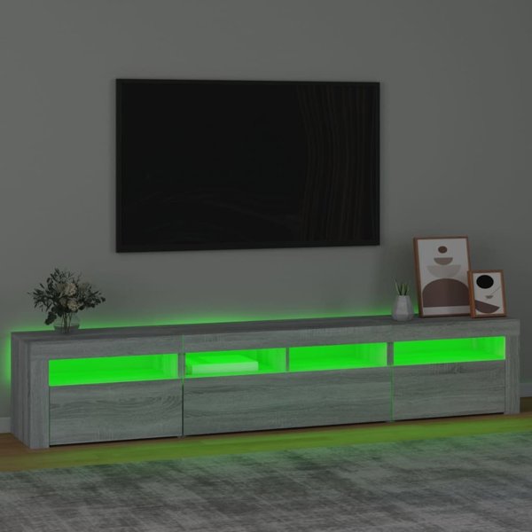vidaXL Ντουλάπι TV με φωτισμό LED, γκρι δρυς Sonoma, 210x35x40 cm