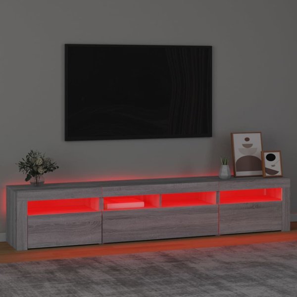 vidaXL Ντουλάπι TV με φωτισμό LED, γκρι δρυς Sonoma, 210x35x40 cm