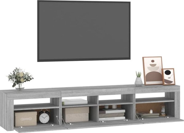 vidaXL Ντουλάπι TV με φωτισμό LED, γκρι δρυς Sonoma, 210x35x40 cm