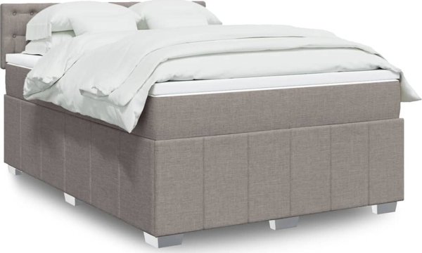 vidaXL Κρεβάτι Kontynentalne με Στρώμα, Taupe, Ύφασμα, 140x190 cm