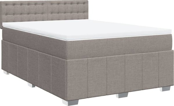 vidaXL Κρεβάτι Kontynentalne με Στρώμα, Taupe, Ύφασμα, 140x190 cm