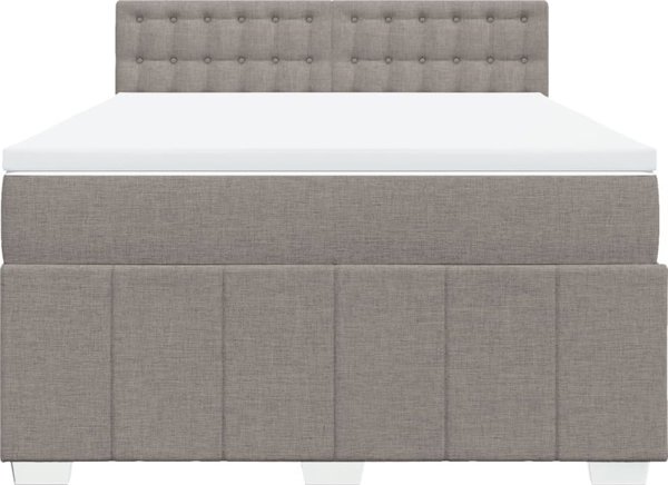 vidaXL Κρεβάτι Kontynentalne με Στρώμα, Taupe, Ύφασμα, 140x190 cm