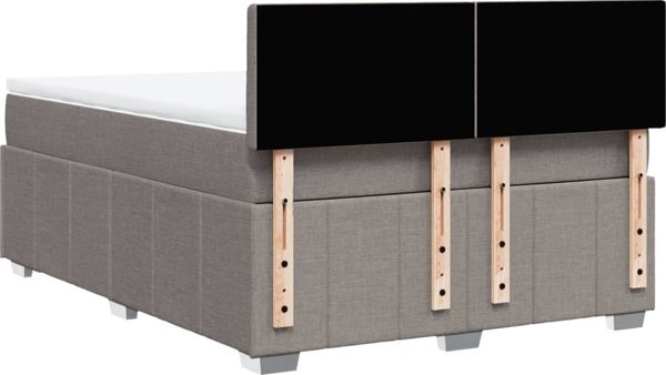 vidaXL Κρεβάτι Kontynentalne με Στρώμα, Taupe, Ύφασμα, 140x190 cm