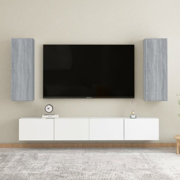 vidaXL Επιπλα για τηλεόραση 2 τεμ. γκρι δρυς sonoma 30,5x30x90 cm