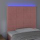 vidaXL Επένδυση κεφαλιού κρεβατιού με LED, ροζ, 100x5x118/128 cm, βελούδο