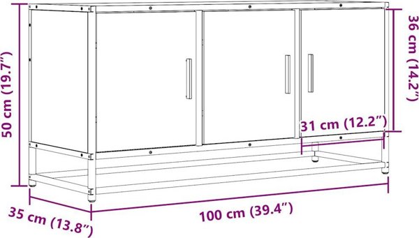 vidaXL Σύνθετο τηλεόρασης, γκρι δρυς sonoma, 100x35x50 εκ.