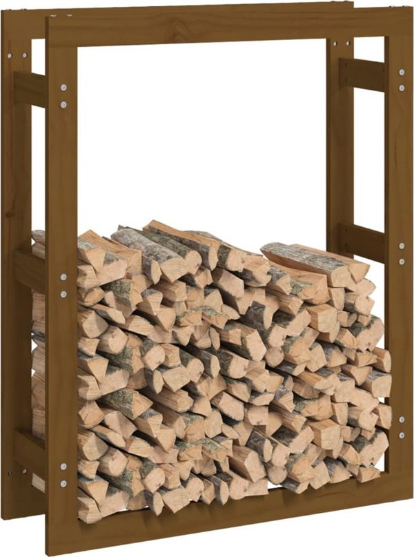 vidaXL Stojak na drewno opalowe miodowy braz 80x25x100cm, lite sosnowe