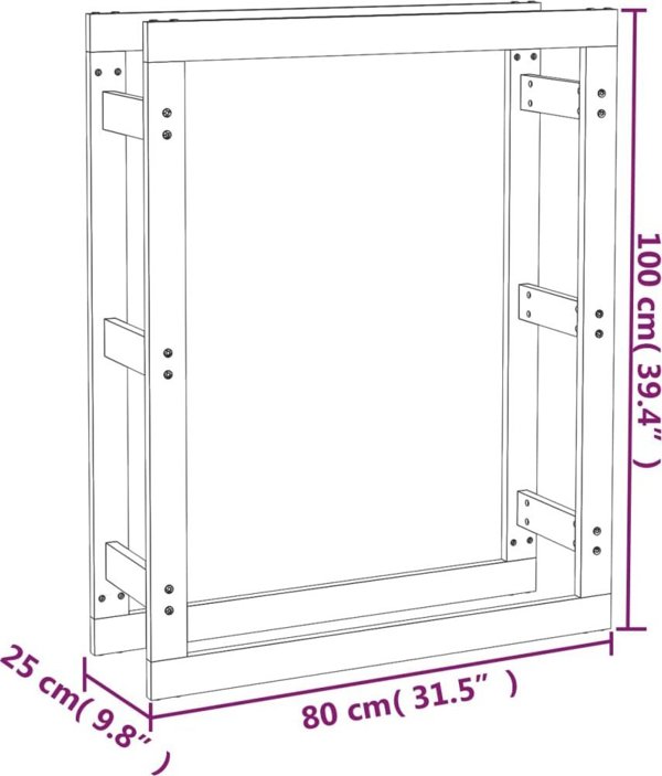 vidaXL Stojak na drewno opalowe miodowy braz 80x25x100cm, lite sosnowe