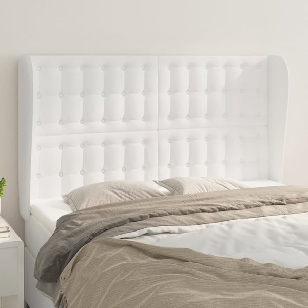 vidaXL Κεφαλάρι uszak, λευκό, 147x23x118/128 εκ, δερματίνη