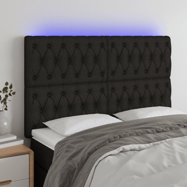 vidaXL Zaglowek do lozka me to LED, mavro, 160x7x118/128 cm, tkanina