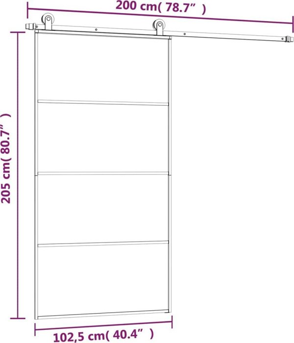 vidaXL vidaXL Drzwi przesuwne a akcesoriami, 102,5x205 cm, ESG i aluminium