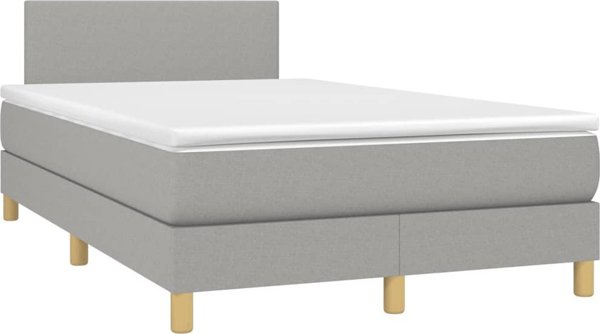 vidaXL Κρεβάτι Continental με στρώμα, ανοιχτό γκρι, 120x200 εκ, ύφασμα