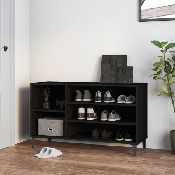 vidaXL Παπουτσοθήκη, Μαύρη, 102x36x60 cm, Ξυλοποία Υλικό