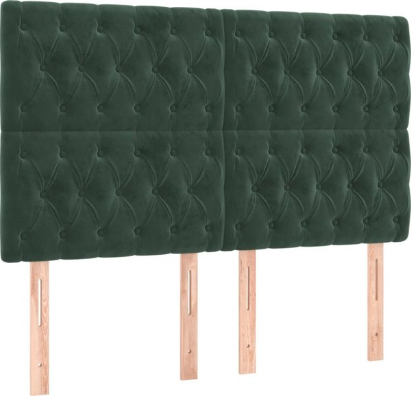 vidaXL Κοντινενταλ κρεβάτι με στρώμα 140x190 cm, πράσινο βελούδο