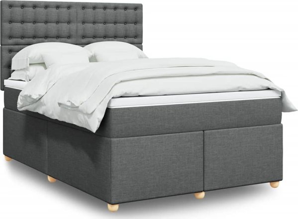 vidaXL Κρεβάτι continental με στρώμα σκούρο γκρι 140x190 cm