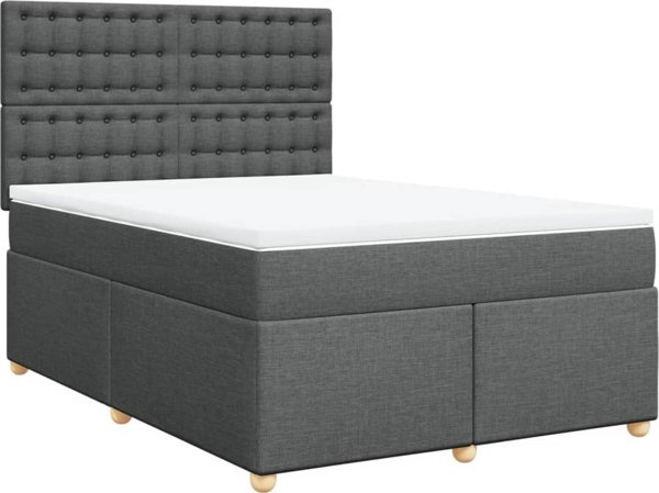 vidaXL Κρεβάτι continental με στρώμα σκούρο γκρι 140x190 cm