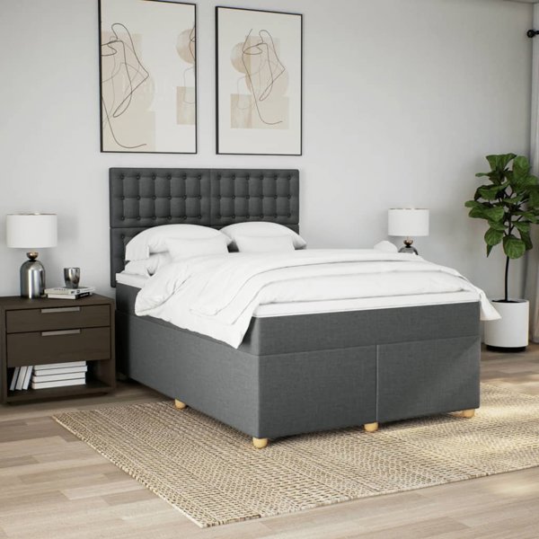 vidaXL Κρεβάτι continental με στρώμα σκούρο γκρι 140x190 cm