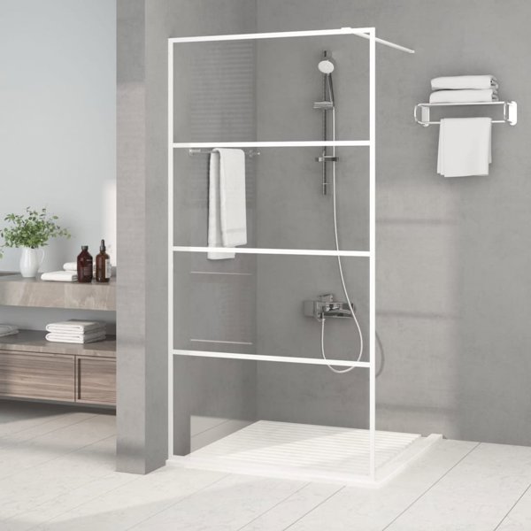 vidaXL Στοίχημα ντουζιέρας, λευκό, 100x195 cm διάφανο γυαλί ESG