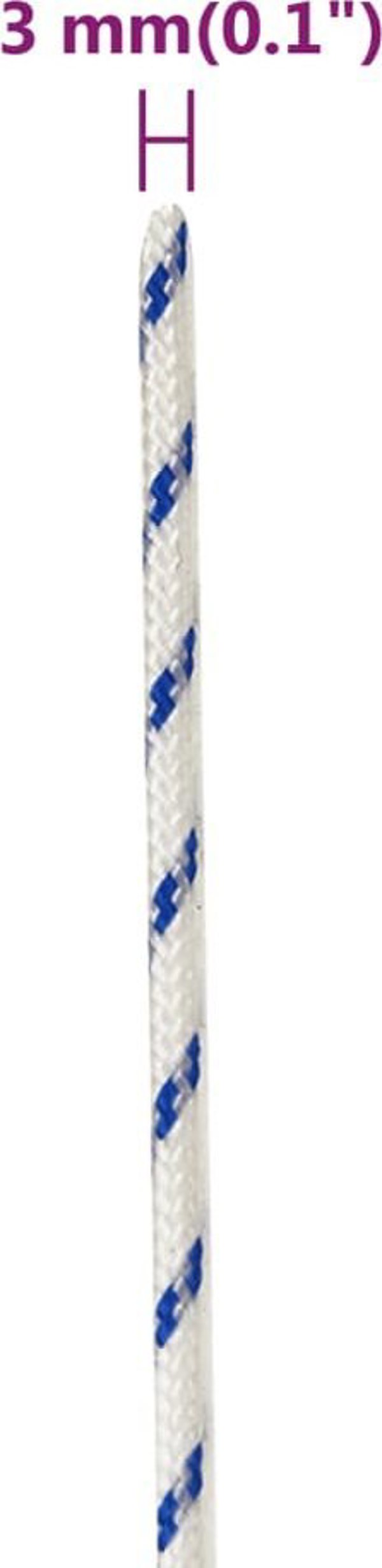 vidaXL Ναυτικό σχοινί, λευκό, 3 mm, 50 m, πολυπροπυλένιο