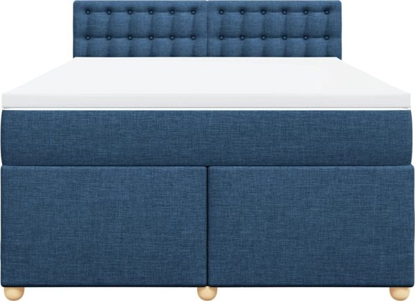 vidaXL Κρεβάτι Continental με στρώμα, μπλε, ύφασμα, 140x200 cm