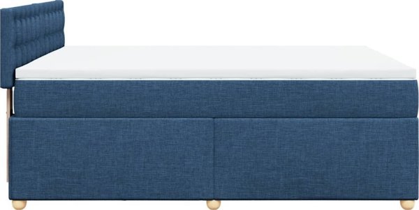 vidaXL Κρεβάτι Continental με στρώμα, μπλε, ύφασμα, 140x200 cm