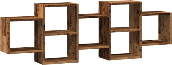 vidaXL Polka sciienna, stare drewno, 129x18x42 cm