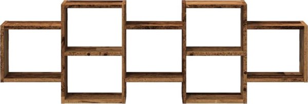 vidaXL Polka sciienna, stare drewno, 129x18x42 cm