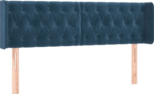 vidaXL Κεφαλάρι κρεβατιού με LED, σκούρο μπλε, 147x16x78/88 cm, ακαμίσιο
