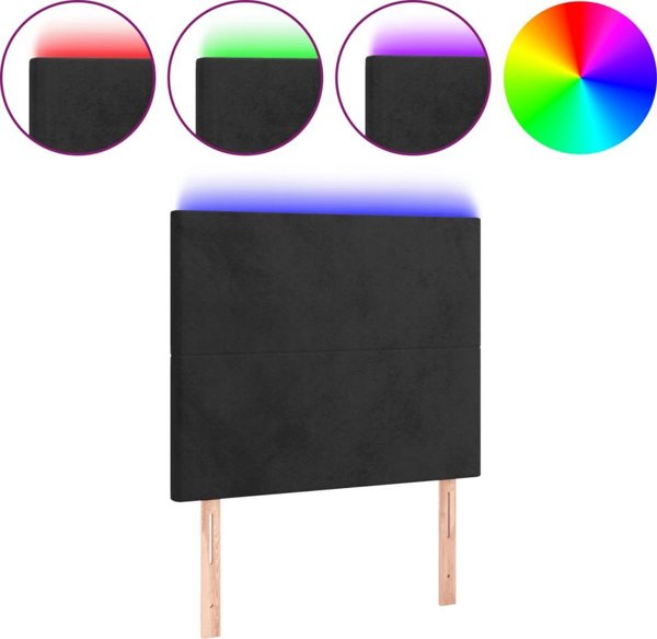 vidaXL Zaglowek do lozka z LED, czarny, 100x5x118/128 cm, aksamit