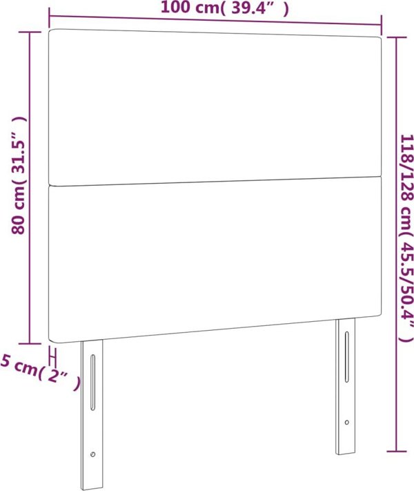 vidaXL Zaglowek do lozka z LED, czarny, 100x5x118/128 cm, aksamit