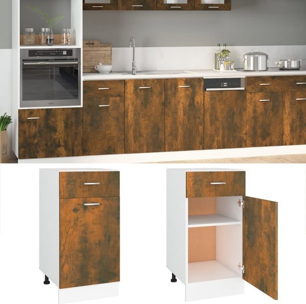 vidaXL Κάτω Ντουλάπι με Συρτάρι, Καπνιστή Δρυς, 40x46x81,5 cm