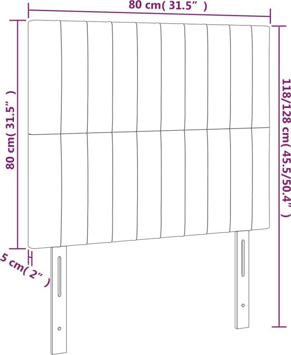 vidaXL Κεφαλάρι κρεβατιού με LED, ανοιχτό γκρι, 80x5x118/128 cm, βελούδο